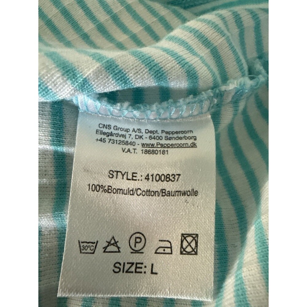 Peppercorn Green White Striped Short Sleeve T Shirt Size Large - Picture 6 of 6